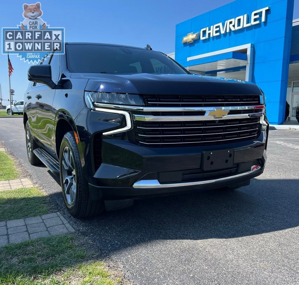 2022 Chevrolet Tahoe LT in Midnight Blue Metallic — front three-quarter view