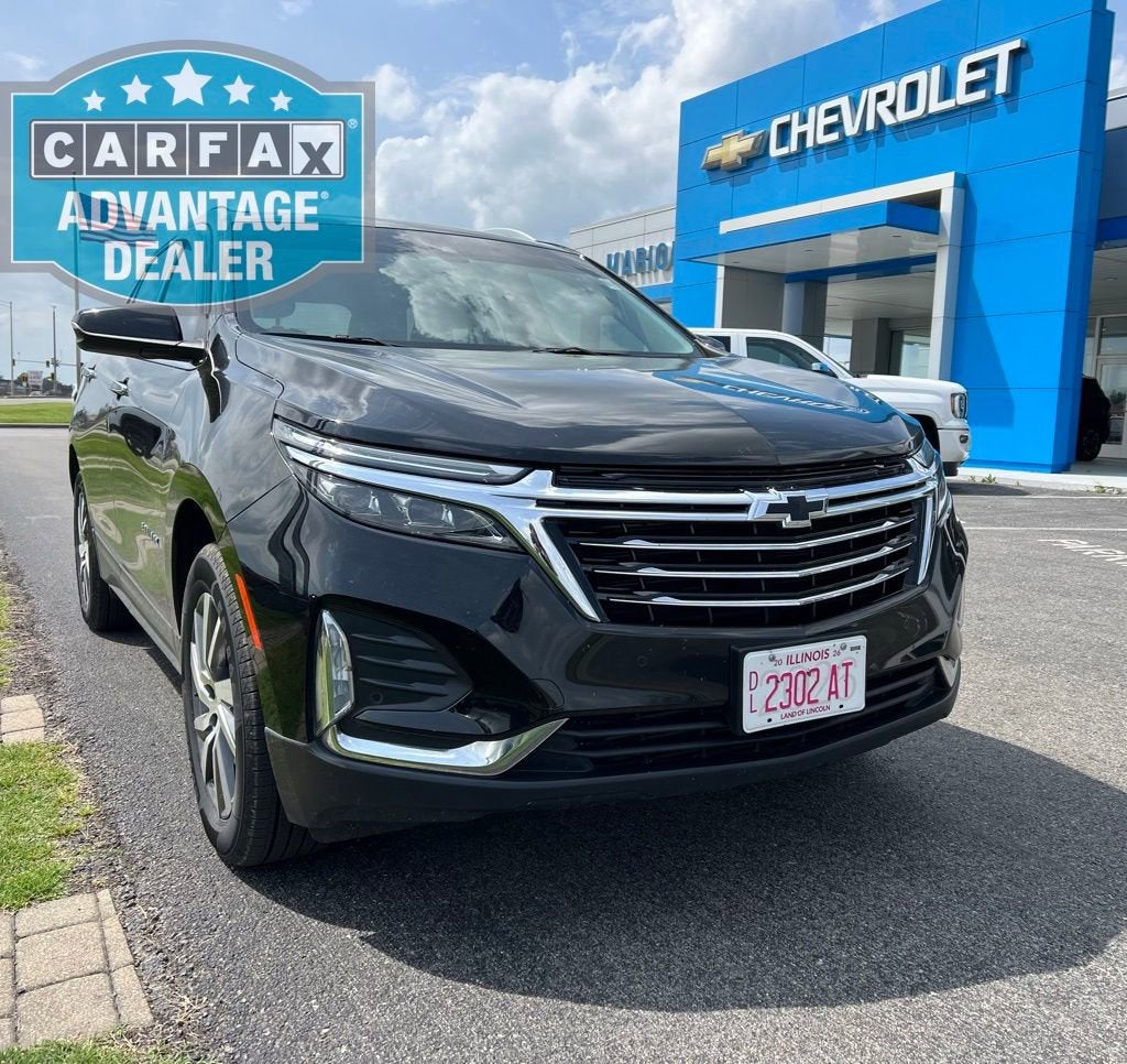 2023 Chevrolet Equinox Premier in Mosaic Black Metallic — front three-quarter view